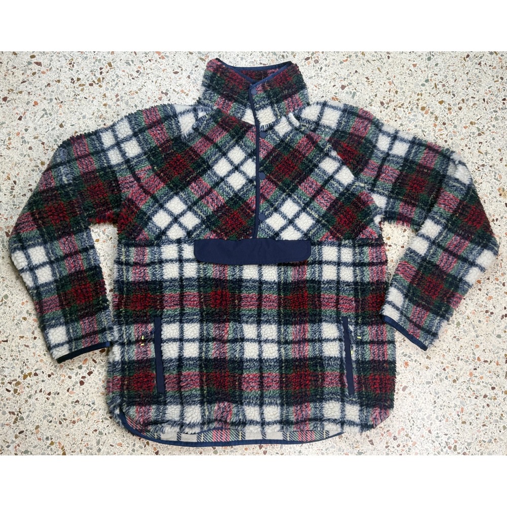 Vineyard Vines Men's 1/4 Button Up Plaid Fleece Pullover Jacket Size Small